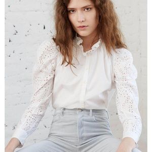 REBECCA TAYLOR La Vie eyelet poplin blouse size xs